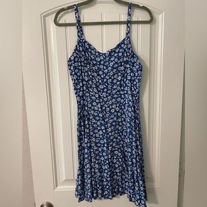 Blue Floral Fit and Flare Tank Dress